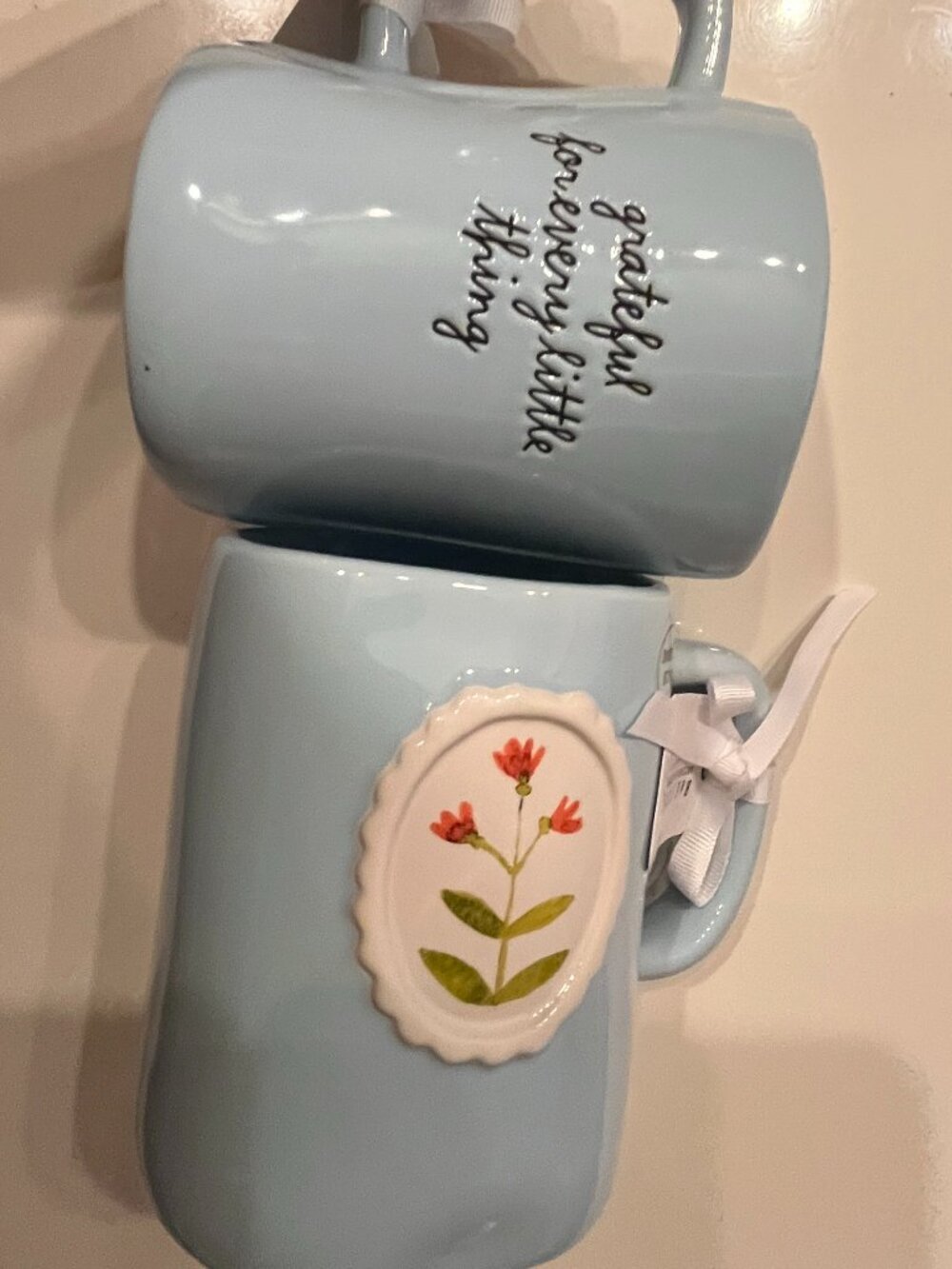 Rae Dunn "Grateful for Every Little Thing" Double Sided  Mug (Set of 2) NWT